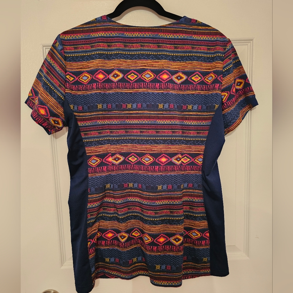 Colorful Patterned Scrub Top - Picture 2 of 3